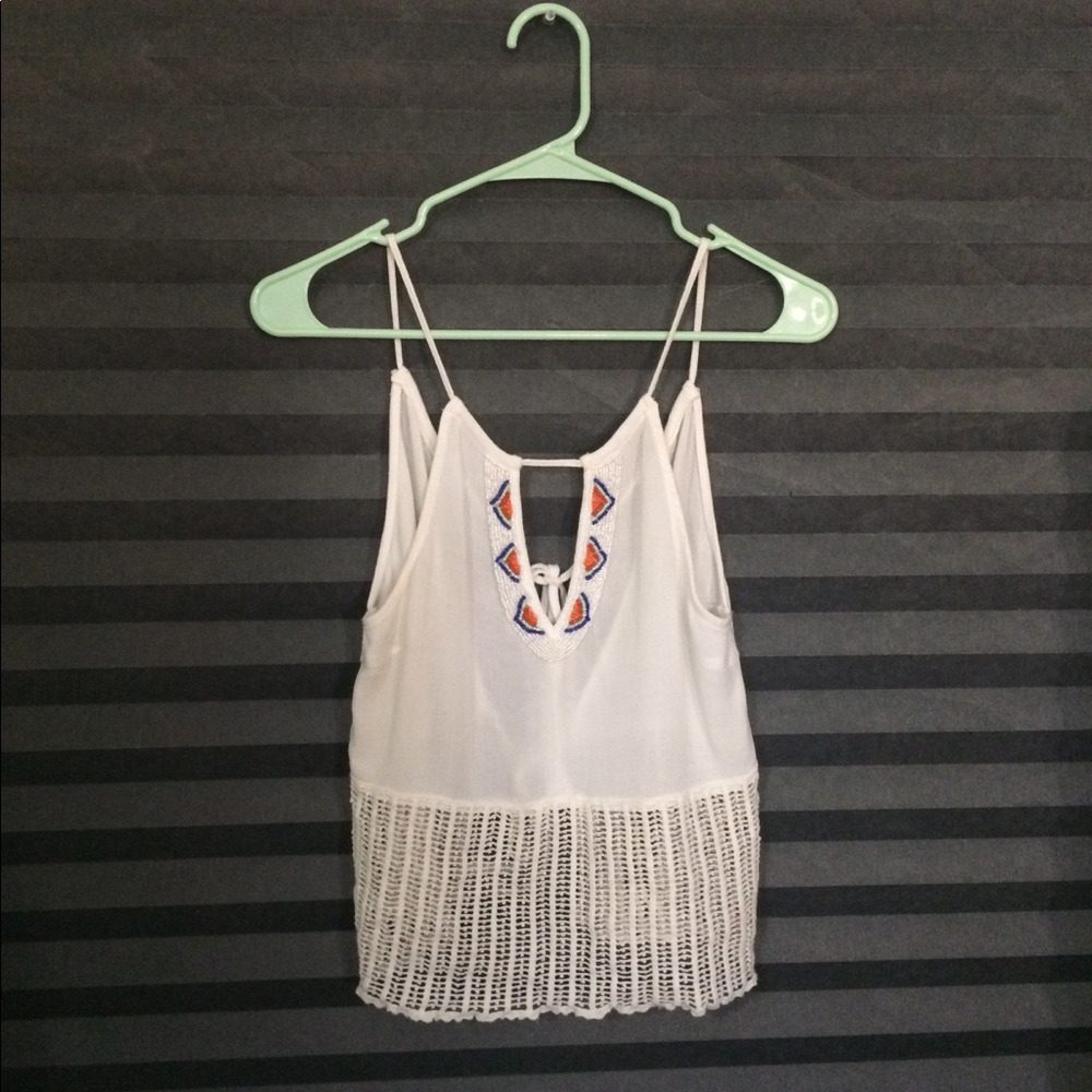 White beaded open back top!